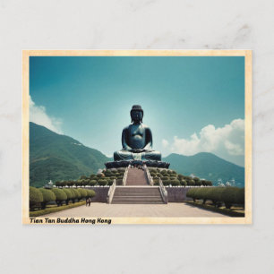 Tian Tan Buddha Hong Kong Vintage resor Vykort