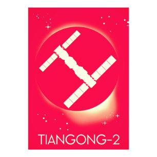 Tiangong-2 Kina rymdstation rymdkonst. Fototryck