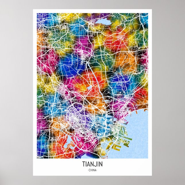 Tianjin China City Karta Poster (Framsidan)