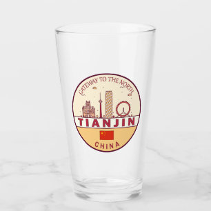 Tianjin China City Skyline Emblem Glaskopp