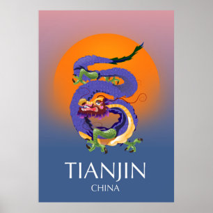 Tianjin China Dragon-reseaffär Poster