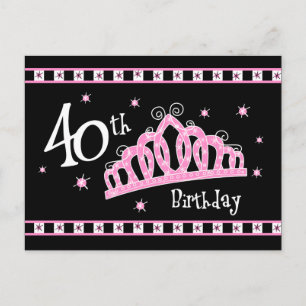 Tiara 40th Birthday Postcard-inbjudan Inbjudan Vykort