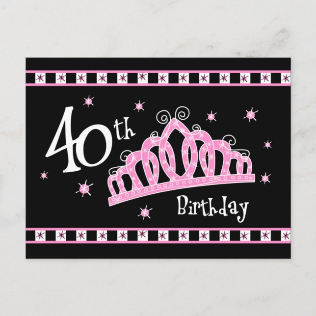 Tiara 40th Birthday Postcard-inbjudan Inbjudan Vykort (Framsida)
