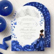 Tiara Blommigt Royal Blåa blommor Quinceanera