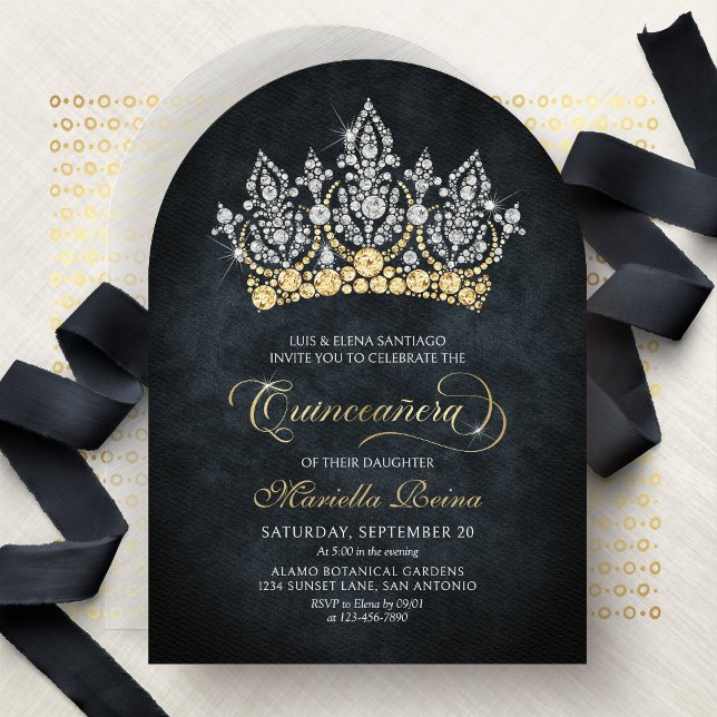 Tiara Crown Diamond Quinceanera Invitation Inbjudningar (Skapare uppladdad)