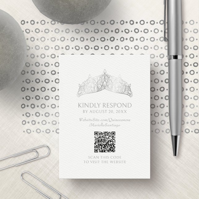 Tiara Crown Quinceanera QR RSVP Tilläggskort (Skapare uppladdad)
