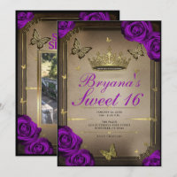 Tiara Fjärilar Ljust Lila Rosor Sweet 16