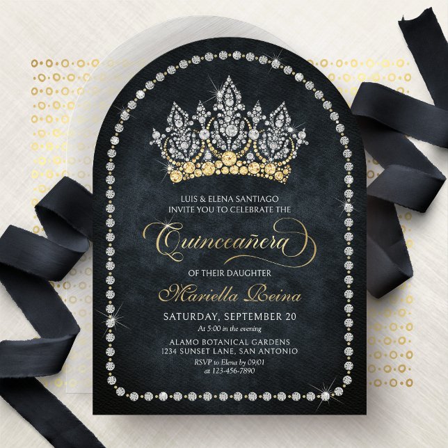 Tiara Kron Diamant Quinceanera Inbjudan (Skapare uppladdad)