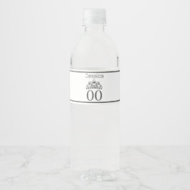 Tiara Modern Minimalist White Birthday Vattenflaska Etikett