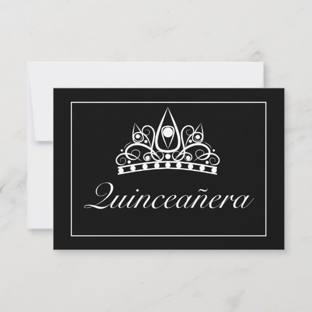 Tiara Modern Minimalist White Black Qinceanera OSA Kort (Framsida)