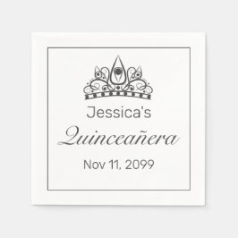 Tiara Modern Minimalist White Black Quinceañera Pappersservett