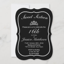 Tiara Modern Minimalist White Black Sweet 16