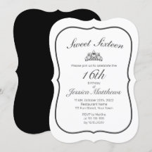 Tiara Modern Minimalist White Black Sweet 16