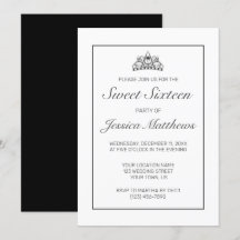 Tiara Modern Minimalist White Black Sweet 16