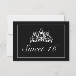 Tiara Modern Minimalist White Black Sweet 16 OSA Kort