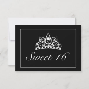 Tiara Modern Minimalist White Black Sweet 16 OSA Kort