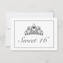 Tiara Modern Minimalist White Black Sweet 16 OSA Kort