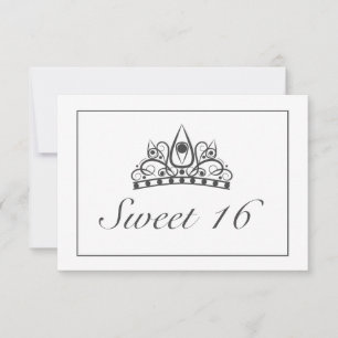 Tiara Modern Minimalist White Black Sweet 16 OSA Kort