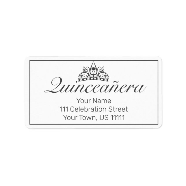 Tiara Modern minimalist White Quinceañera Adress Adressetikett (Framsidan)