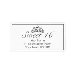 Tiara Modern Minimalist White Sweet 16 Adress Adressetikett