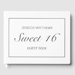 Tiara Modern Minimalist White Sweet 16 Birthday Gästböcker