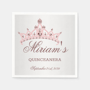 Tiara, pärlor, gemen i hjärtform Quinceanera Pappersservett