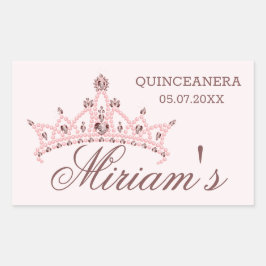 Tiara, pärlor, gemen i hjärtform Quinceanera Rektangulärt Klistermärke