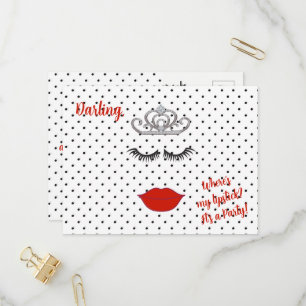 Tiara Party, där är min lipstick Polka-punkt Inbjudan Vykort