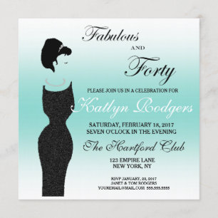 Tiara Party Fabulous och 40 40:e födelsedagen Part Inbjudningar