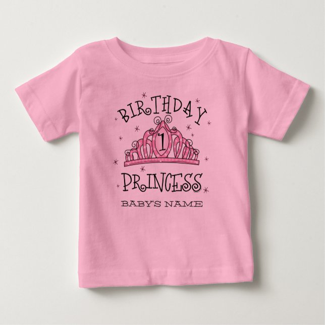 Tiara Princess 1st Birthday Anpassningsbar T Shirt (Framsida)