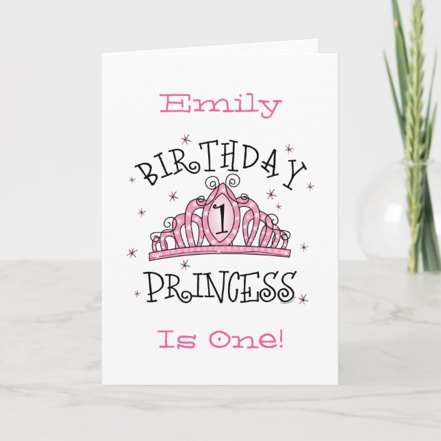 Tiara Princess 1st Birthday Card - Anpassat Kort (Framsida)