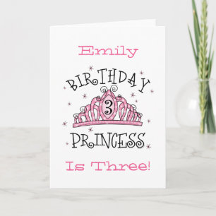 Tiara Princess 3rd Birthday Card - Anpassat Kort