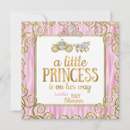 Tiara Princess Baby Shower Rosa Horse Carriage Inbjudningar