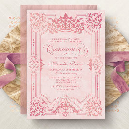 Tiara Princess Rosa Fairytale Photo Quinceanera Inbjudningar