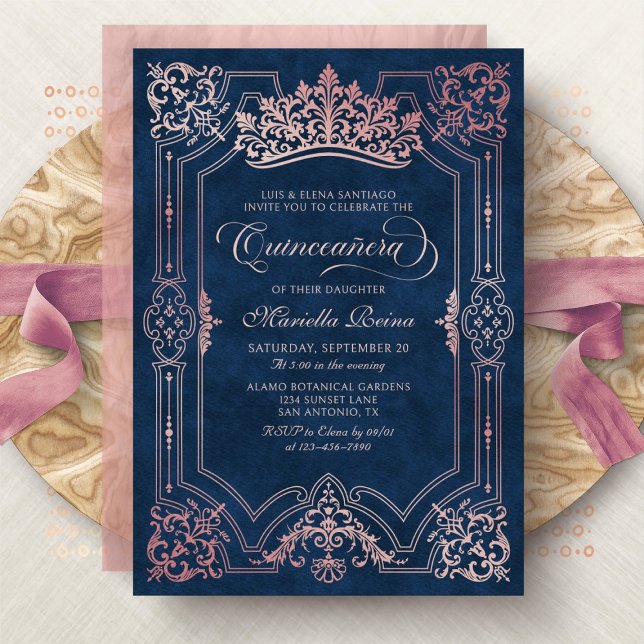 Tiara Princess Rosa Fairytale Photo Quinceanera Inbjudningar (Skapare uppladdad)