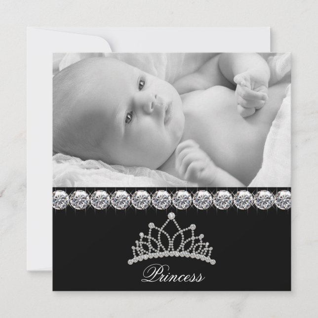 Tiara Prinsessa Baby Födelseannonsering Meddelande (Framsida)
