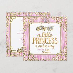 Tiara Prinsessa Baby Shower Rosa Hästkärran Inbjudningar