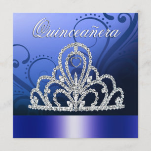 Tiara Quinceanera (indigoblått) Inbjudningar