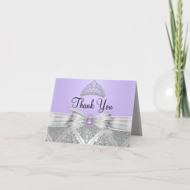 Tiara & Silver Damask Lila Tacksamhetskort Tack Kort (Framsida)