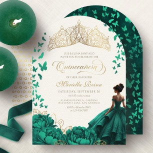 Tiara Smaragdgrön Prinsessa Quinceanera Inbjudningar