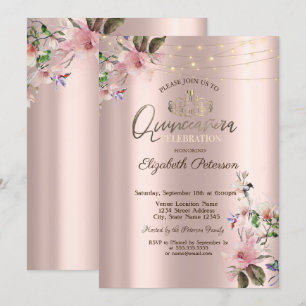 Tiara,Strängljus Vårblommor Quinceañera Inbjudningar