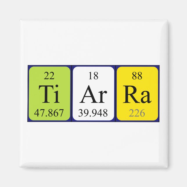 Tiarra Periodisk bord namn magnet (Framsidan)