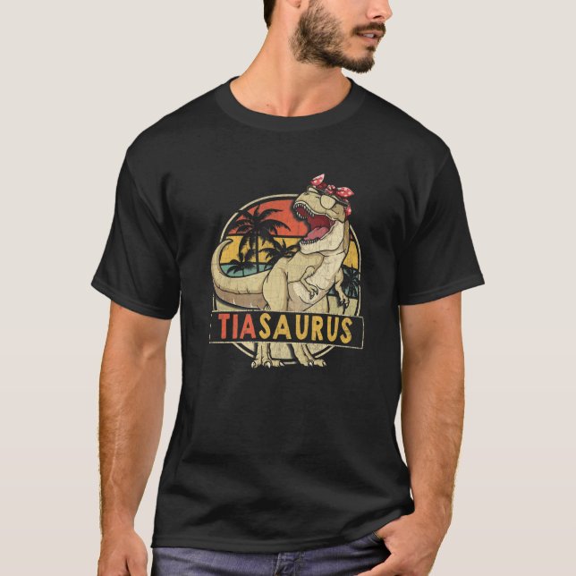 Tiasaurus Retro Rex Dinosaur Tia Saurus Family Mat T Shirt (Framsida)