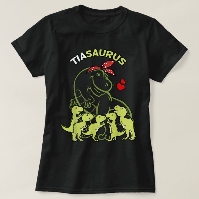 Tiasaurus Tia 5 Kids Dinosaur Moster Auntie Tita T Shirt (Design framsida)