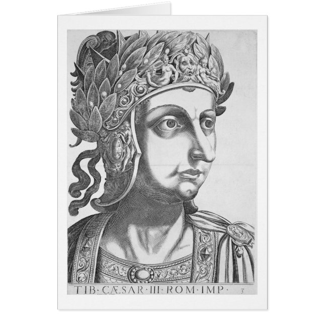 Tiberius Caesar (42 BC-37 ANNONSEN), 1596 (gravyr) Hälsningskort (Framsidan)