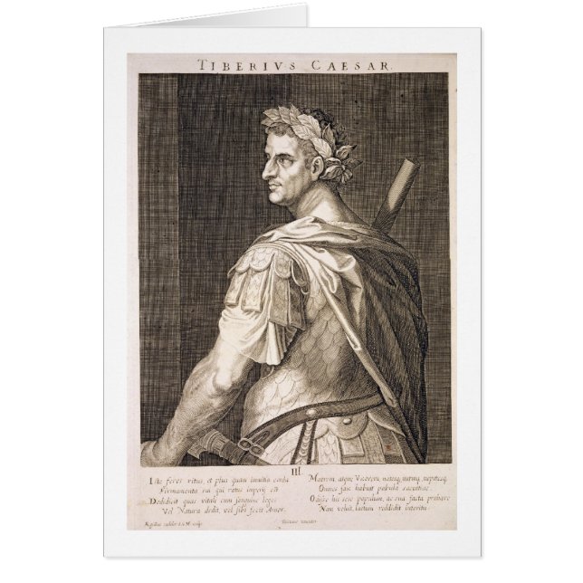Tiberius Caesar (ANNONS 10 BC - 54) kejsare av Hälsningskort (Framsidan)