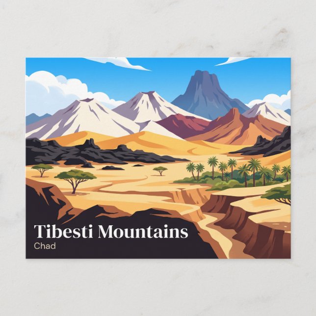 Tibesti-bergen Tchad Vykort (Framsida)