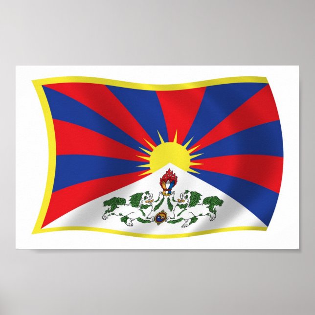 Tibet Flagga Affisch Tryck (Framsidan)