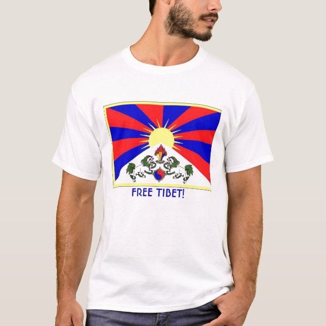 tibet-flagga FRIA TIBET! T Shirt (Framsida)