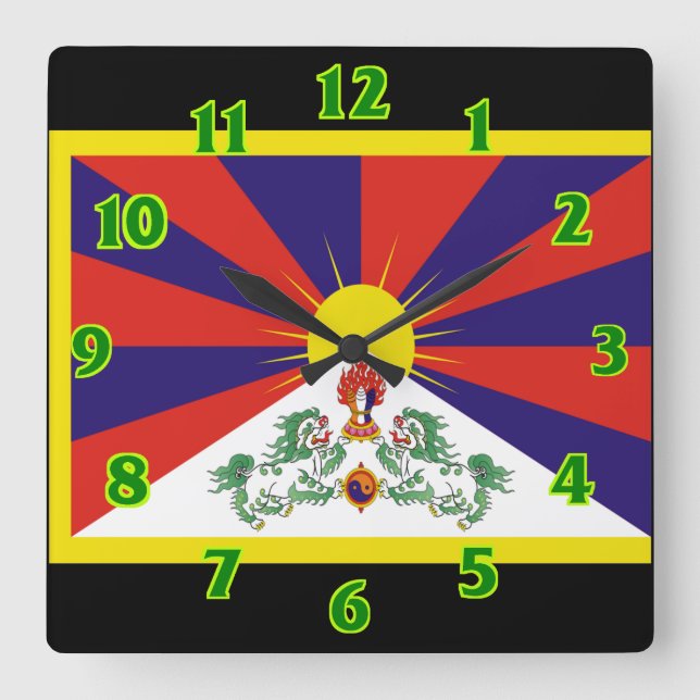 Tibet flagga fyrkantig klocka (Framsida)